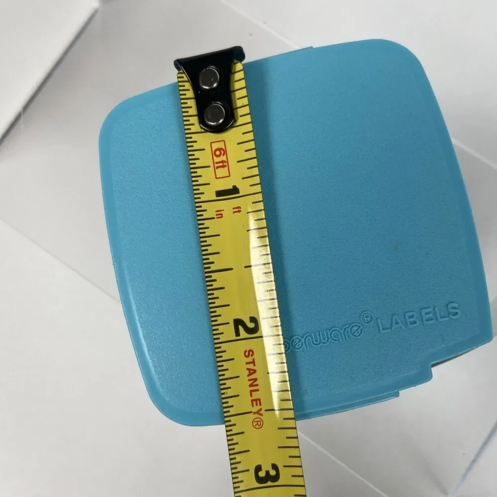 Tupperware Vintage Label Dispenser with Roll of Freezer Labels Blue Aqua